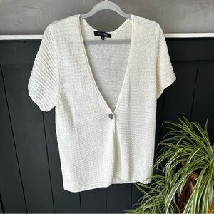 Evan Picone Woman Plus Size 1X Creamy White Cardigan Cottagecore Boho‎